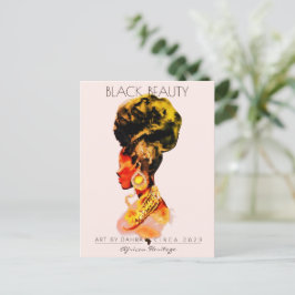 CARTÃO POSTAL BELA NEGRA MULHER AFRICANA RAINHA DOURADA NECKLACE