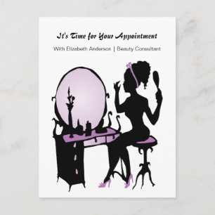 Cartão Postal Bela Nomeação Lembrete Roxo Vintage Girl