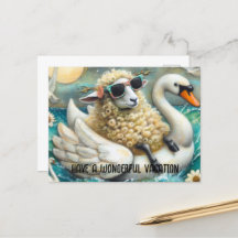 Bela ovelha Swan Floatie Tem uma Férias Maravilhos