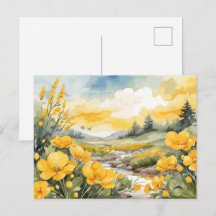 Bela Paisagem Natural em Aquarela