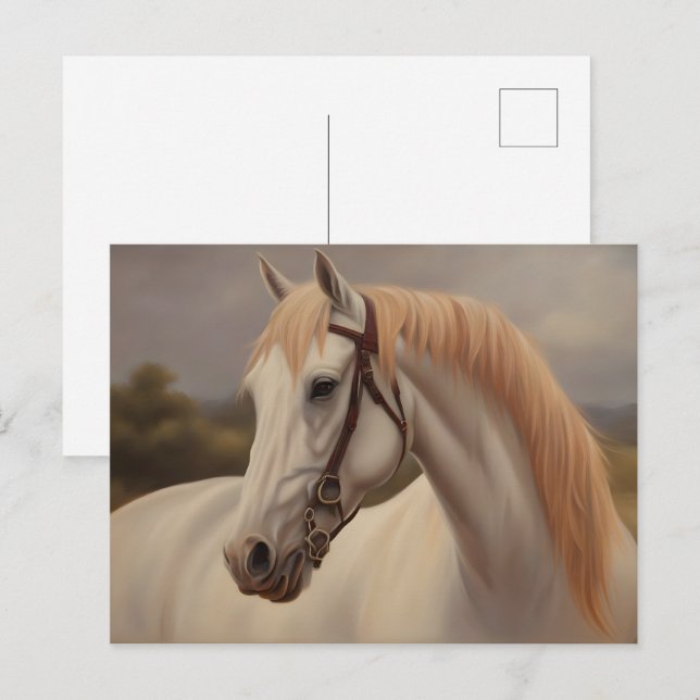 Cartão Postal Bela pintura de cavalos (Frente/Verso)