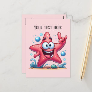 Cartão Postal Bela praia adiciona texto Starfish de verão