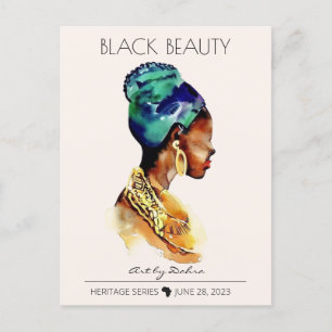 CARTÃO POSTAL BELA RAINHA NEGRA AFRICANA GRANDE NECKLACE DOURADO