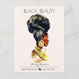 CARTÃO POSTAL BELA RAINHA NEGRA AFRICANA GRANDE NECKLACE DOURADO