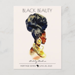 CARTÃO POSTAL BELA RAINHA NEGRA AFRICANA GRANDE NECKLACE DOURADO