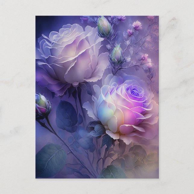 Cartão Postal Bela Rosa de Espectro de Luz de Foco Suave (Frente)