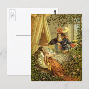 Cartão Postal Bela Vintage Dormindo, Contos De Fada Vitoriana