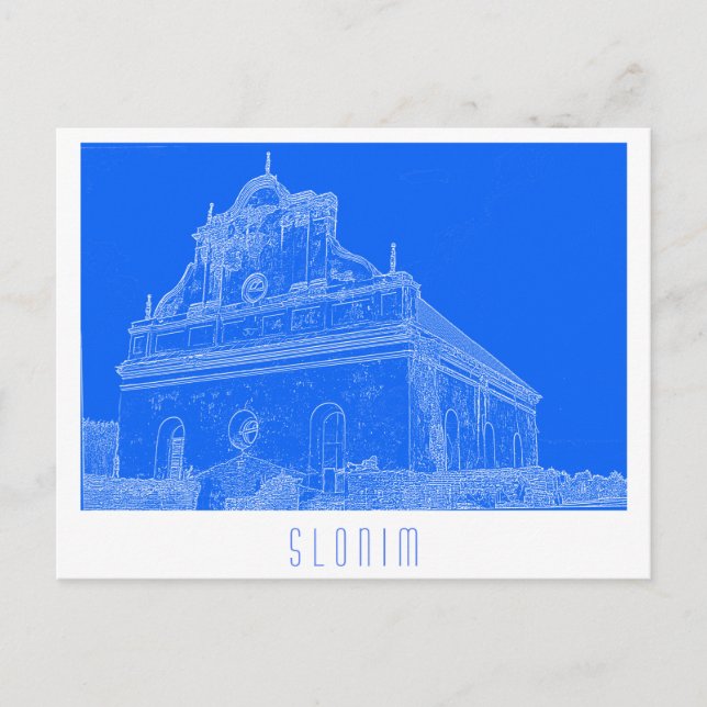 Cartão Postal Belarus Slonim Great Synagogue Architecture Sketch (Frente)