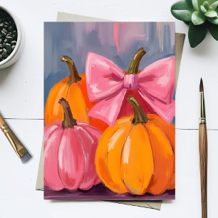 Cartão Postal Belas Abóboras Outono Aquarela Pintura de Outono