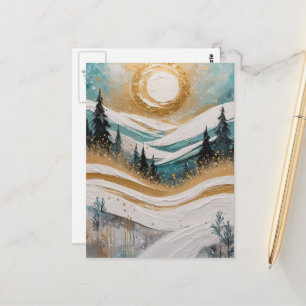 Cartão Postal Belas árvores de inverno e pintura de neve