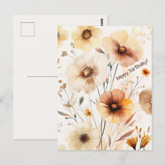 Cartão Postal Belas flores silvestres flores felizes ANIVERSÁRIO