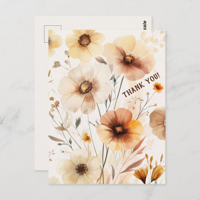 Cartão Postal Belas Flores Silvestres FLORES OBRIGADO (Frente/Verso)