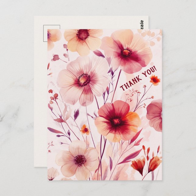 Cartão Postal Belas Flores Silvestres OBRIGADO (Frente/Verso)