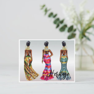 Cartão Postal Belas Jóias de Ouro de Mulheres Africanas Vestido 