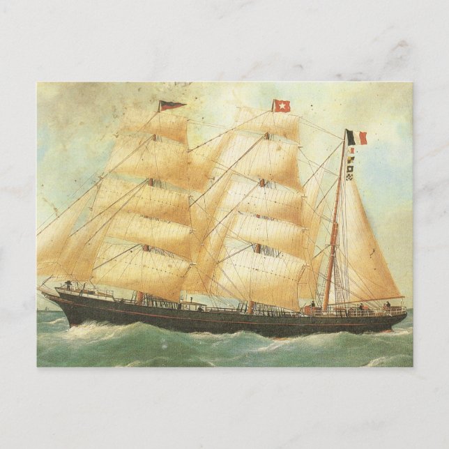 Cartão Postal Belem, navio francês à vela, 1902 (Frente)