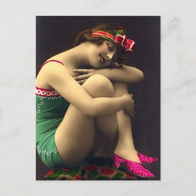 Cartão Postal Beleza Banheira em Verde (Frente)