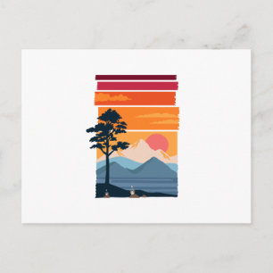 Cartão Postal Beleza da Natureza Montanha Pôr do Sol Retro Wande