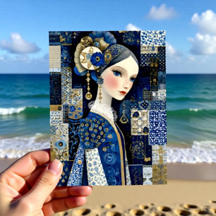 Cartão Postal Beleza de Porcelana Azul de Delft