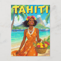 Beleza de Praia de Tahiti Arte Retro