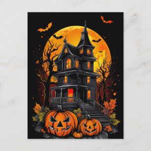 Cartão Postal Beleza de uma Mansão Spooky, Halloween
