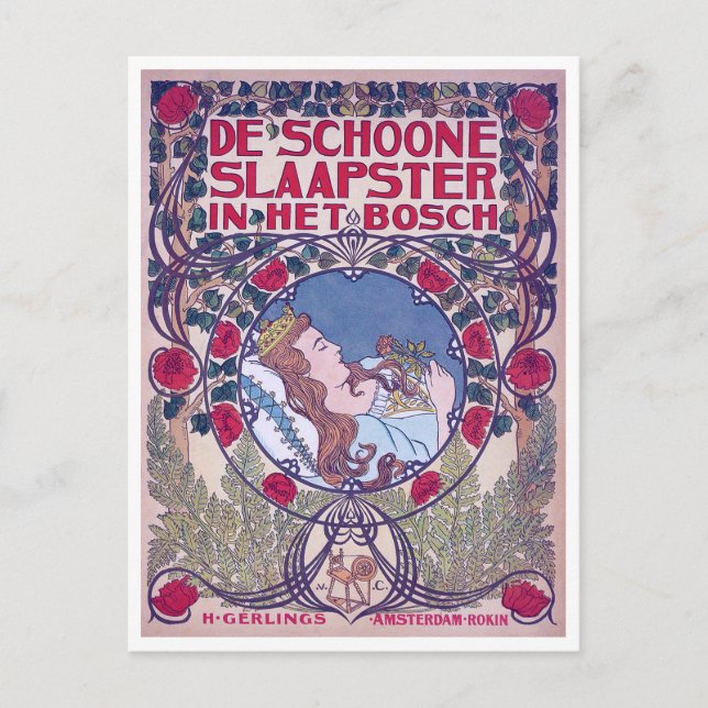 Cartão Postal Beleza Dormindo, Arte Cobrir, Van Caspel (Frente)