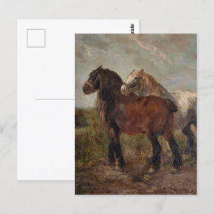 Cartão Postal Belga Rascunho Cavalo Vintage Pintura Fazenda de A