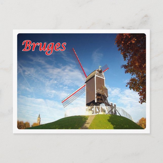 Cartão Postal Bélgica - Bruges - Moulin - (Frente)
