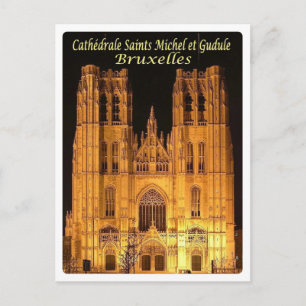 Cartão Postal Bélgica - Bruxelas - Cathédrale Santos-Michel -