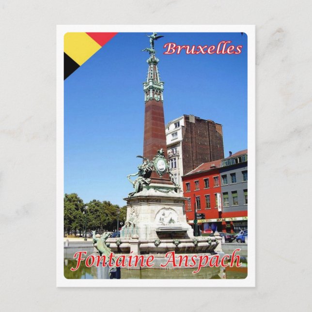 Cartão Postal Bélgica - Bruxelles - Fontaine Anspach - (Frente)