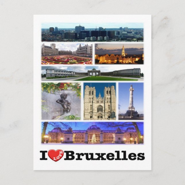 Cartão Postal Bélgica - Bruxelles - I Love - (Frente)