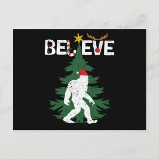Cartão Postal Believe Bigfoot Sasquatch Yeti Christmas Hat