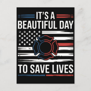 Cartão Postal Belíssimo Dia Para Salvar Vidas Bombeiro PNG