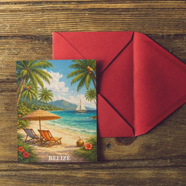 Cartão Postal Belize Caribbean Tropical Vintage Travel (Belize Caribbean Tropical Vintage Travel Postcard)