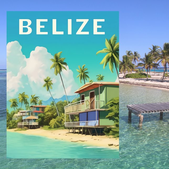 Cartão Postal Belize Casa de Praia Viagem  (Belize Beach House Travel Postcard)