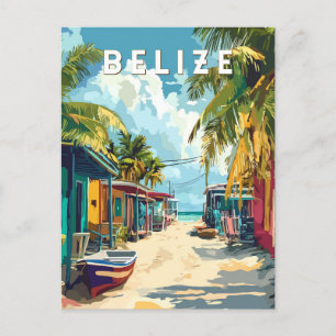 Cartão Postal Belize Illustration Viagem Art Vintage
