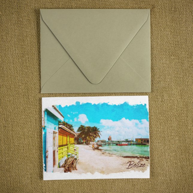 Cartão Postal Belize Tropical Paradise Viagem (belize tropical beach postcard)