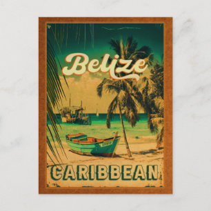 Cartão Postal Belize Vintage Tropical Beach Ocean Viagem