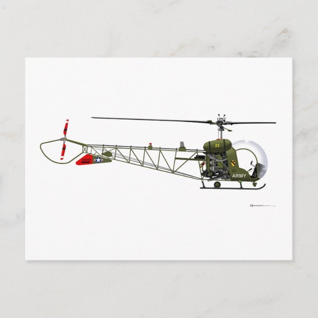 Cartão Postal Bell OH-13 Sioux (Frente)