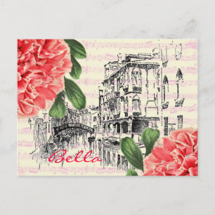 Cartão Postal Bella Italy peony Postcard