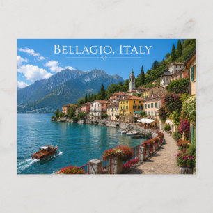 Cartão Postal Bellagio Itália Lago de Como Cênico
