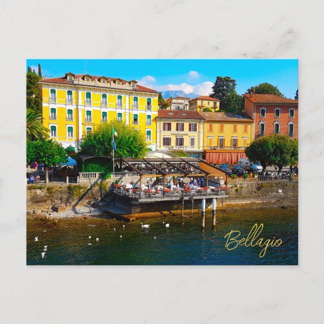 Cartão Postal Bellagio Lombardy Lago Como Itália Waterfront (Frente)