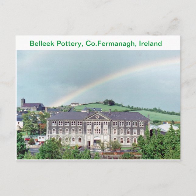 Cartão Postal Belleek Pottery, Belleek, Co. Fermanager, Irlanda (Frente)