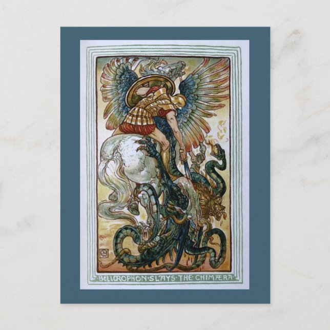 Cartão Postal Bellerofão lança quimera (Frente)