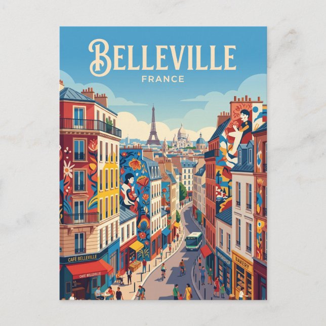 Cartão Postal Belleville França (Frente)