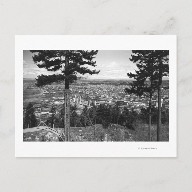 Cartão Postal Bellingham, WA Town View de Sehome Hill (Frente)