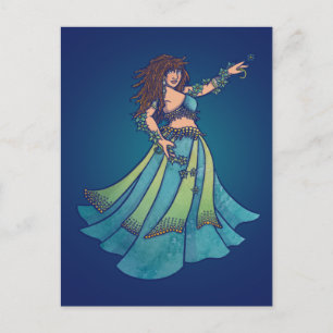 Cartão Postal Belly Dancer Ruby Teal Art