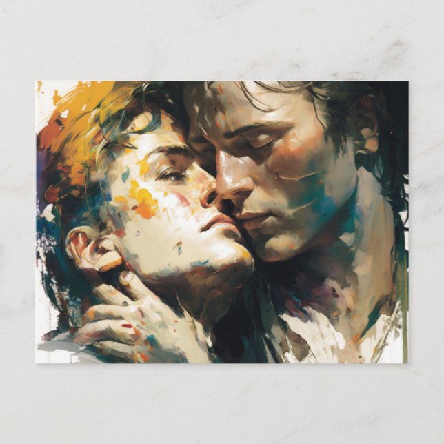 Cartão Postal Belo Amor Gay O Abraço (Frente)
