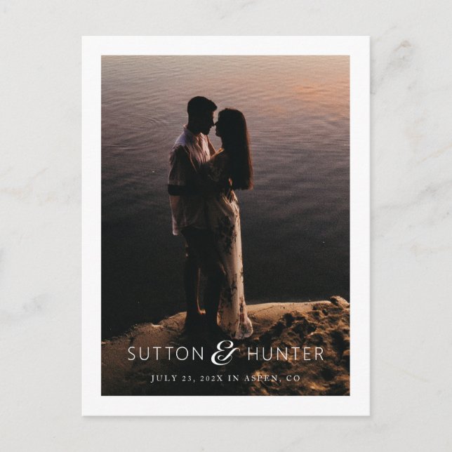 Cartão Postal Belo Ampersand Foto Moderna Salva a Data (Frente)