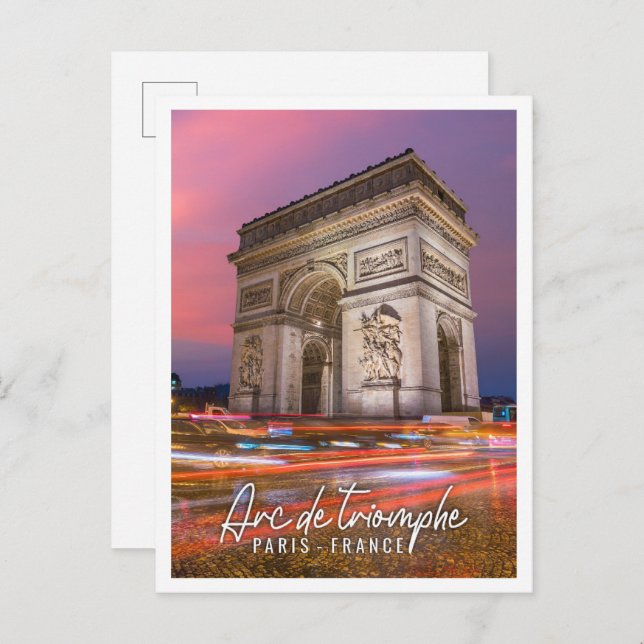 Cartão Postal Belo Arco de Triomphe Paris França (Frente/Verso)