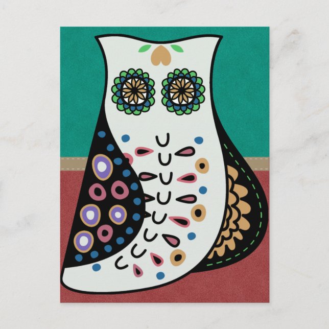 Cartão Postal Belo Bohemian Hippy Owl (Frente)